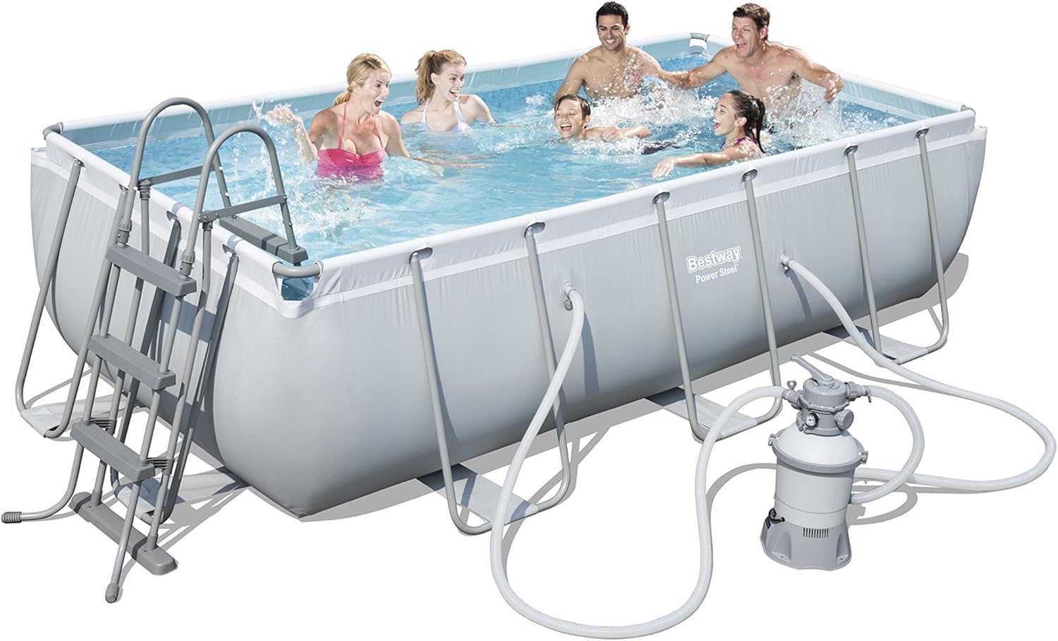 Bestway 56442 Piscina Power Steel Frame Rettangolare, 404x201x100 cm