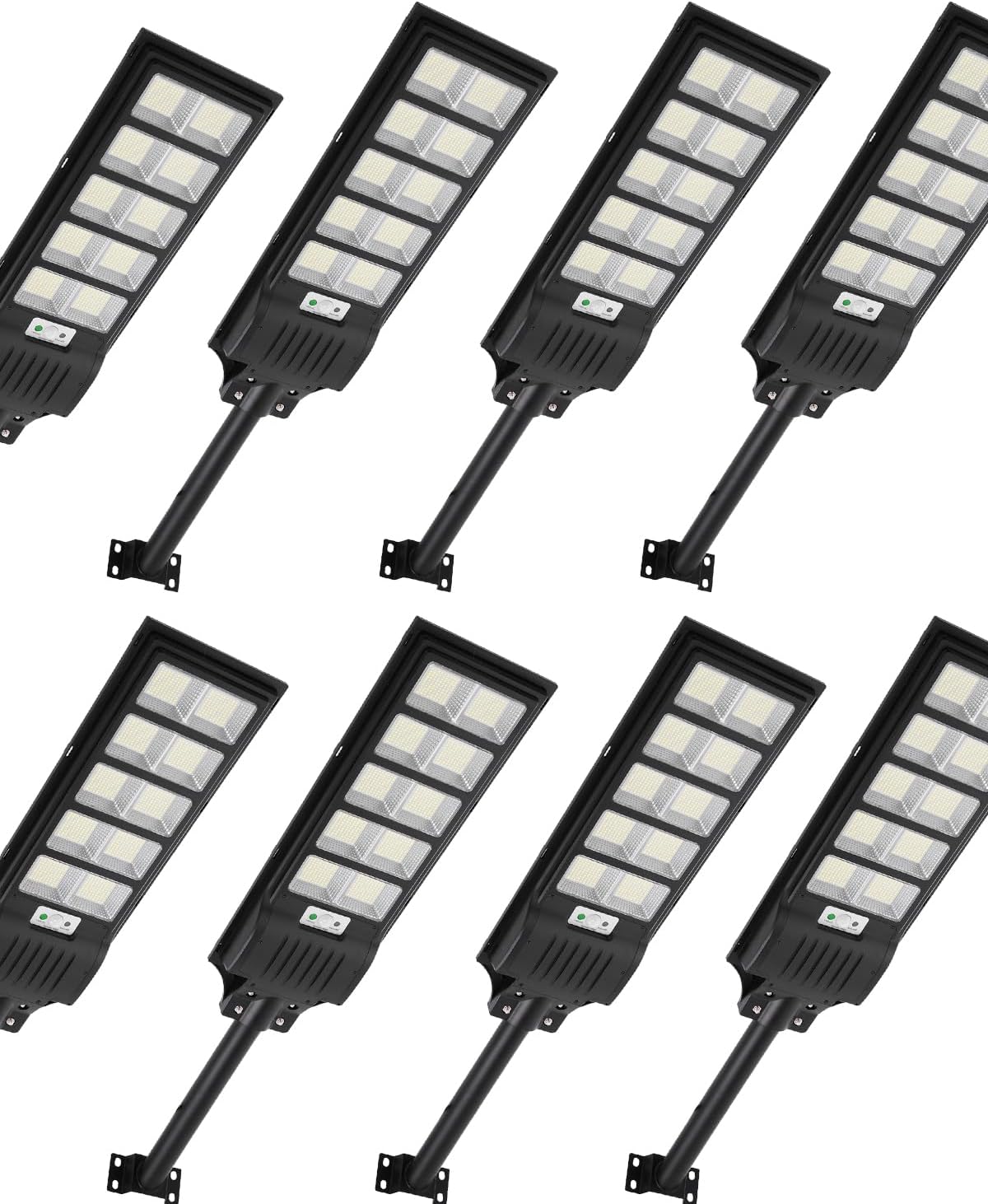 500W Solar Straßenlaterne, 6500K LED Strahler mit Bewegungsmelder Sensor, 8 Stück Solarlampen Straßenleuchte Wandleuchte Wegeleuchte Außen-Sicherheitsbeleuchtung für Garten Hof Garage Straßen