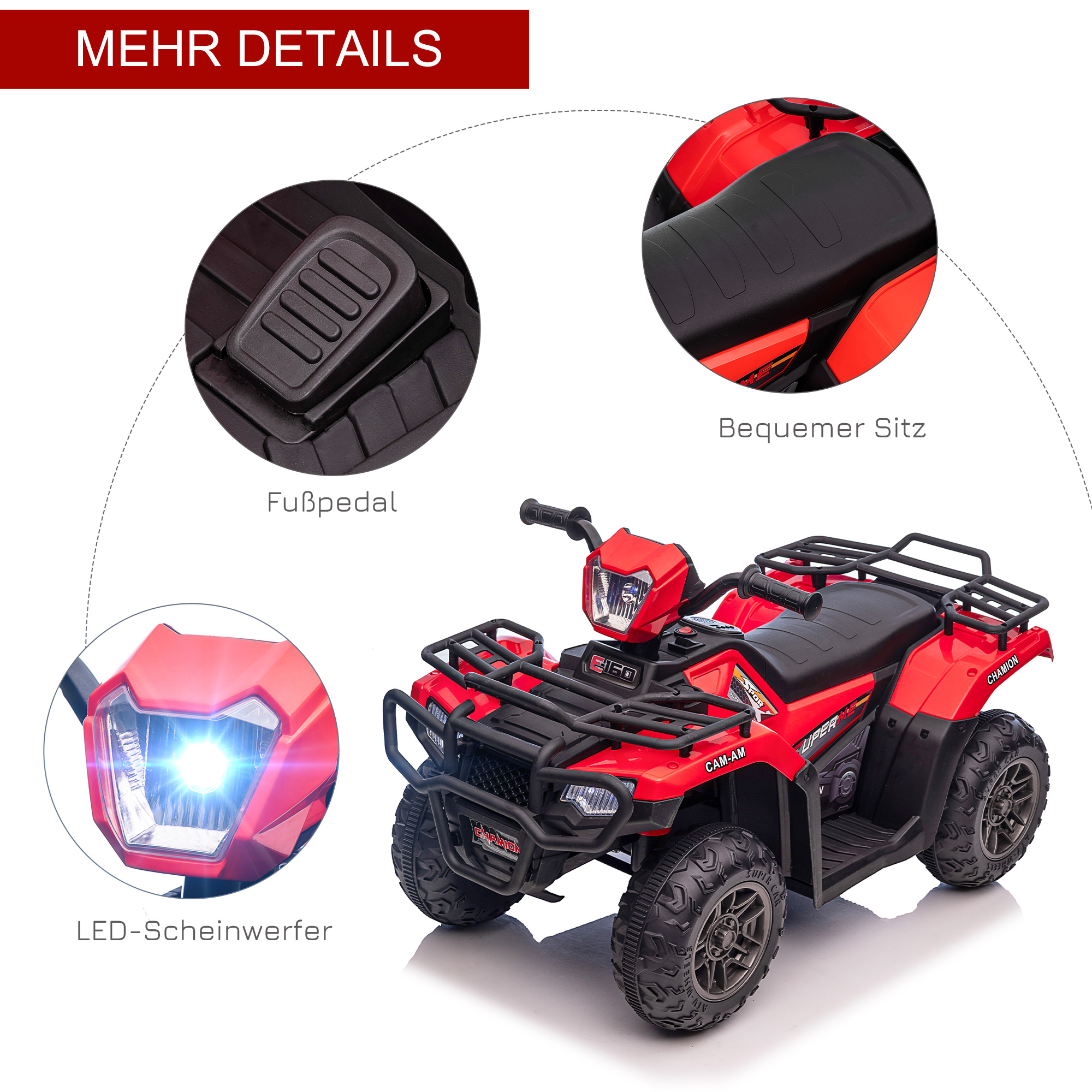 elektrische kinderquad, elektrische auto, elektrische quad, kindervoertuig, rood