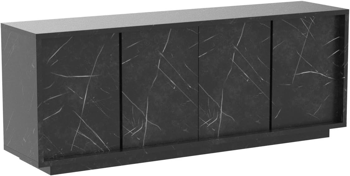 Web Convenienza Madia con 4 Ante Made in Italy – Credenza Contenitore Collezione Carrara per Soggiorno Cucina Ingresso Sala da Pranzo Mobile Design moderno originale Marmo Nero