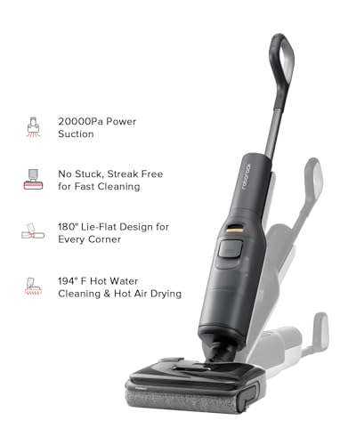 roborock F25 Wet Dry Vacuum Cleaner, Cordless Vacuum Mop All in One with 20000Pa, 194°F Hot Air Flash Drying & Hot Water Self Cleaning, Zero Tangle Wet Mop Cleaner for Hard Floor, 180° Lie Flat : Home & Kitchen