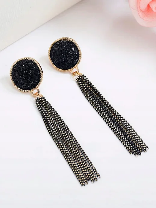 Náušnice Black Tassel Elegance – Eurocharms