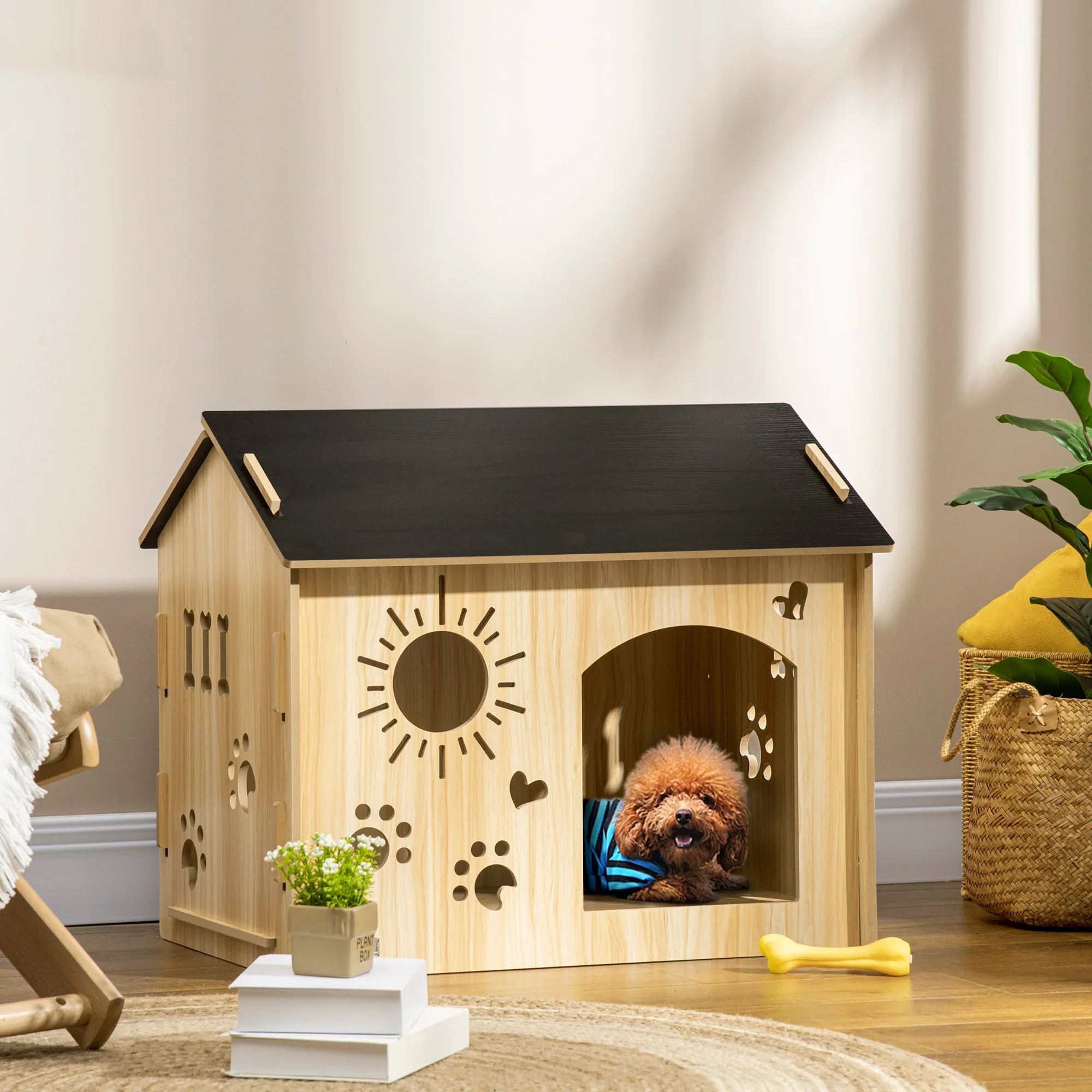 PawHut Hondenhok met schattige ventilatieopeningen, ruim