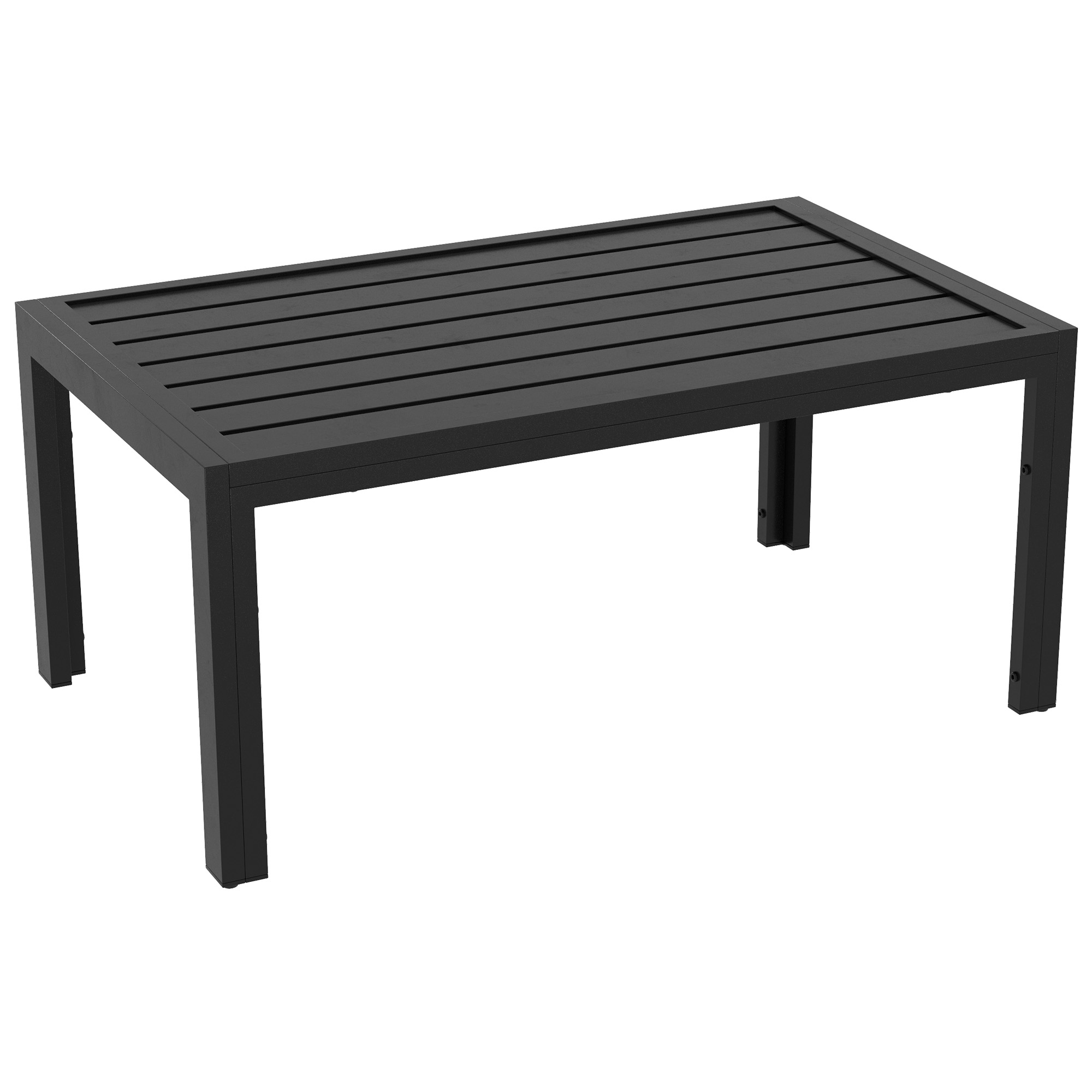 Outsunny Beistelltisch Balkontisch aus Stahl Rechteckig Kaffeetisch wetterfest Gartentisch 101,5x61x46 cm Schwarz
