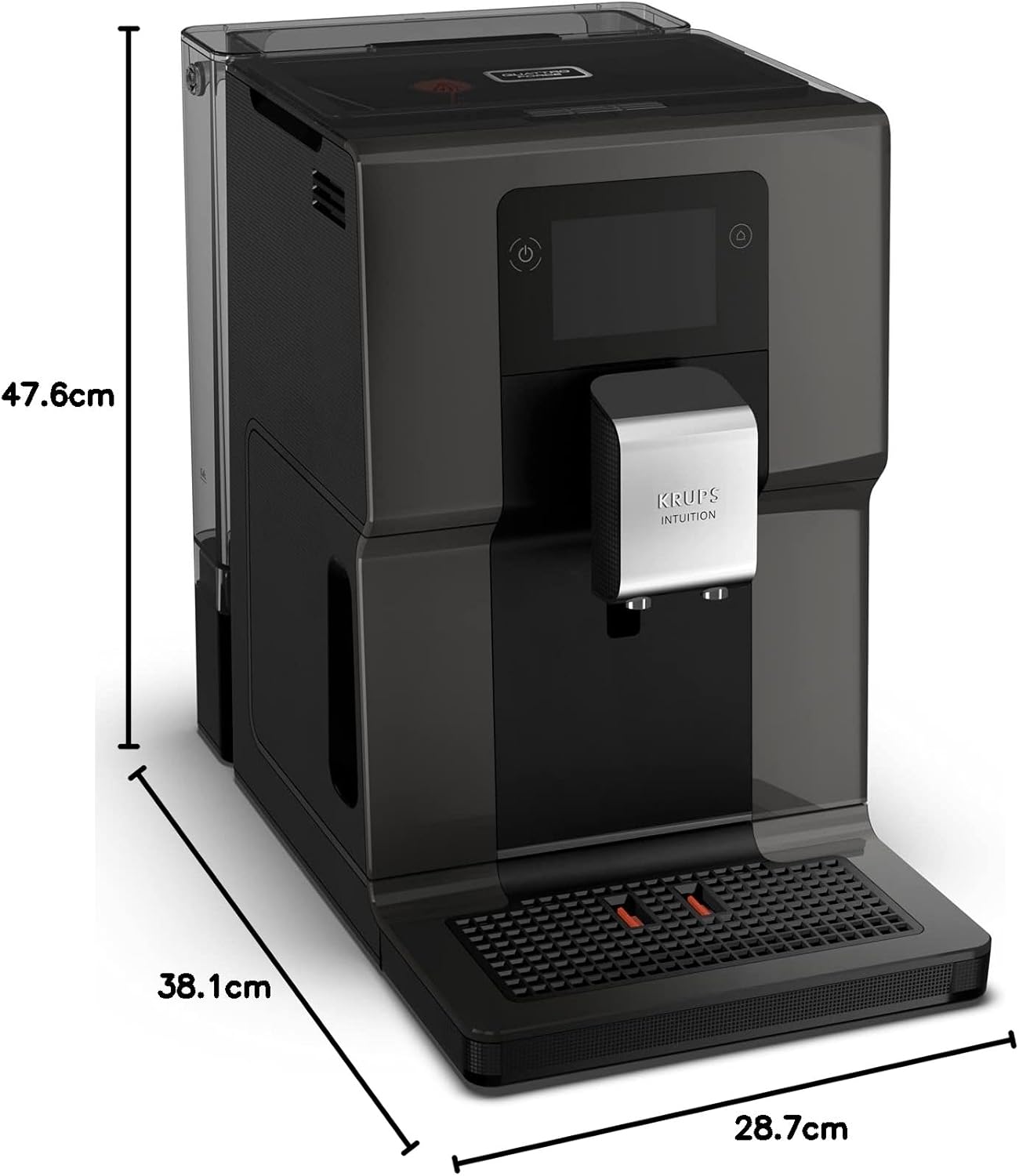 Krups Intuition Preference Kaffeevollautomat mit Milchschlauch, 11 Getränke, Personalisierung, 2-Tassen-Funktion, Kaffeemaschine, Schwarz, EA872810