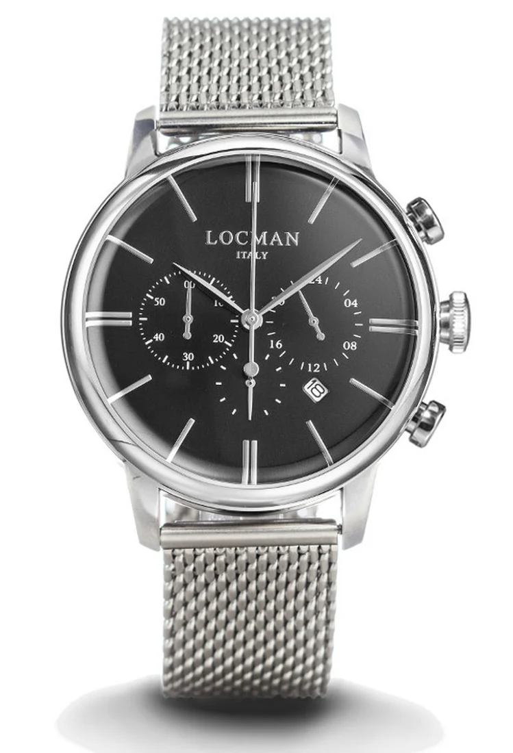 Locman 1960 crono nero acciaio maglia milano 0254A01A-00BKNKB0