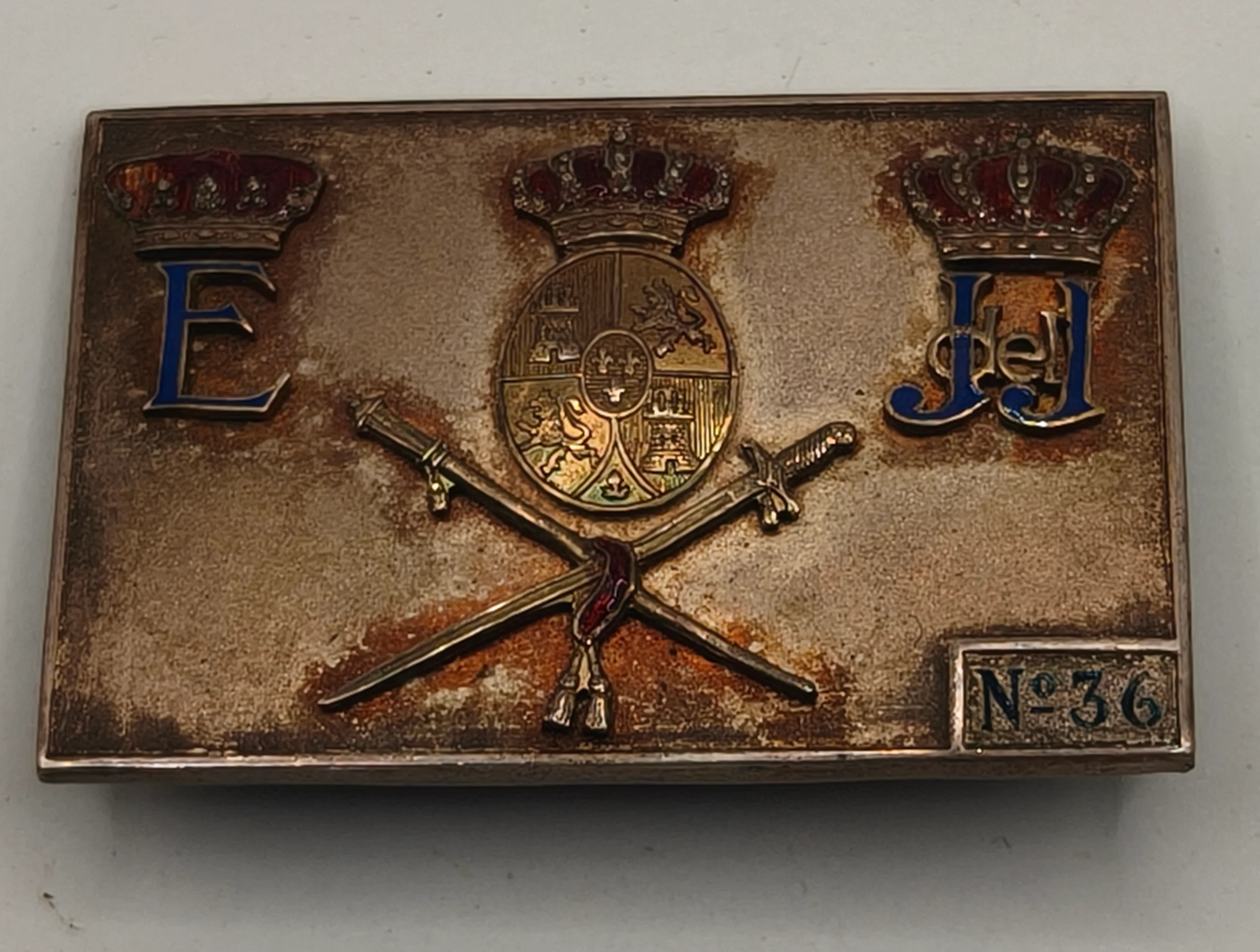 Spanish Royal House Badge, made in silver and enamels. Spain Alphonso XIII period.