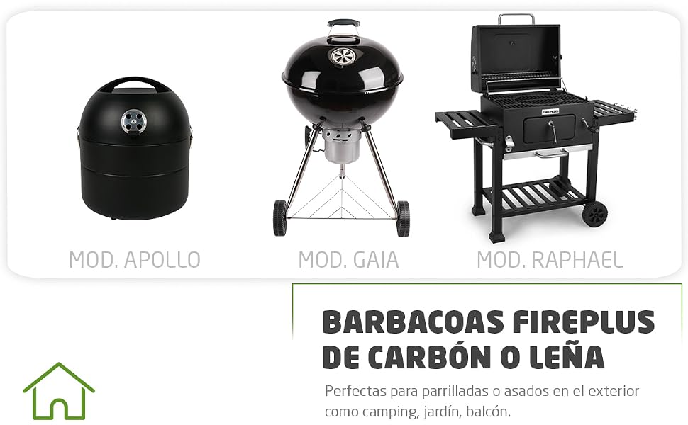 amig Barbacoas Fireplus de Carbón o Leña acero inoxidable accesorios parilla