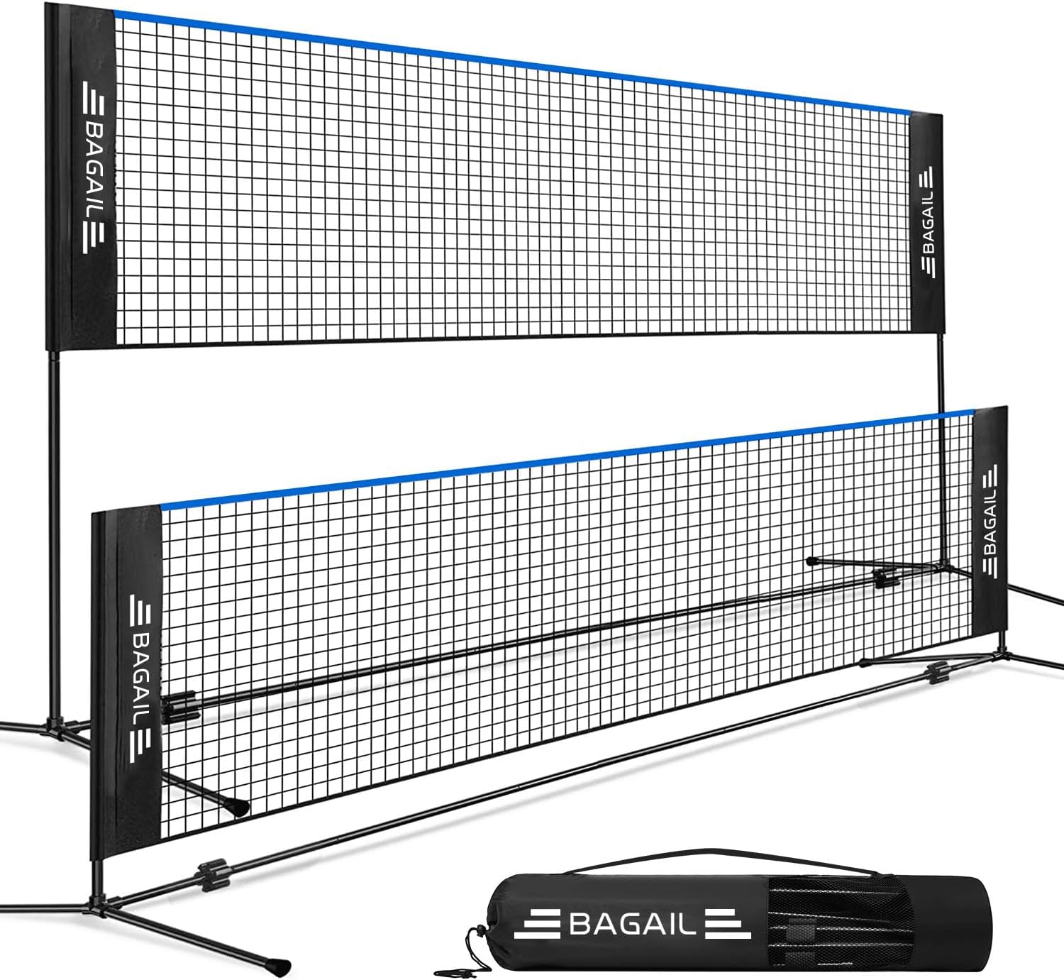 BAGAIL Badminton Net, Rete di Nylon Pieghevole, Supporto regolabile Hieght e Borsa da trasporto portatile, Facile da montare o smontare, Ideale rete sportiva ricreativa per tennis, Badminton.