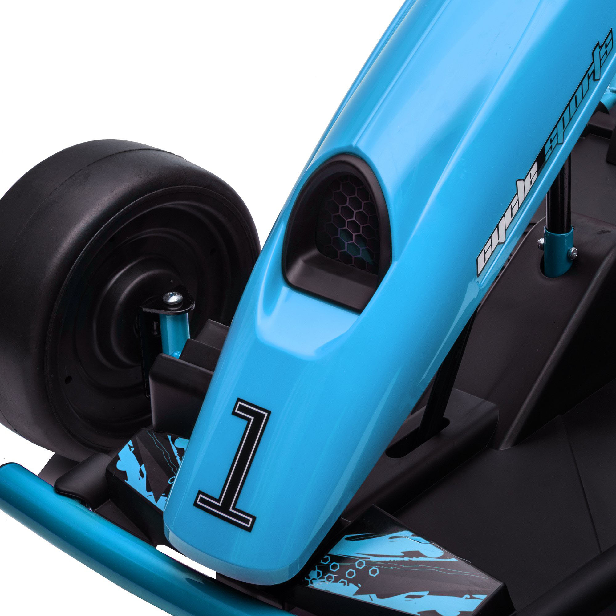 HOMCOM Elektro-Gokart für Kinder, Drift-Funktion, Hupe, Musik, Sicherheitsgurt, Soft-Start, Blau/Schwarz