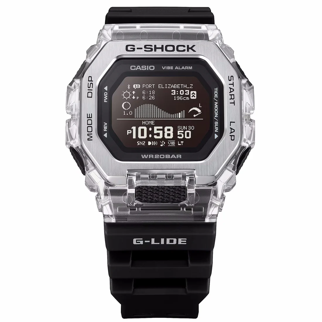 Orologio G-Shock per il surf GBX-100S-1ER nero e trasparente