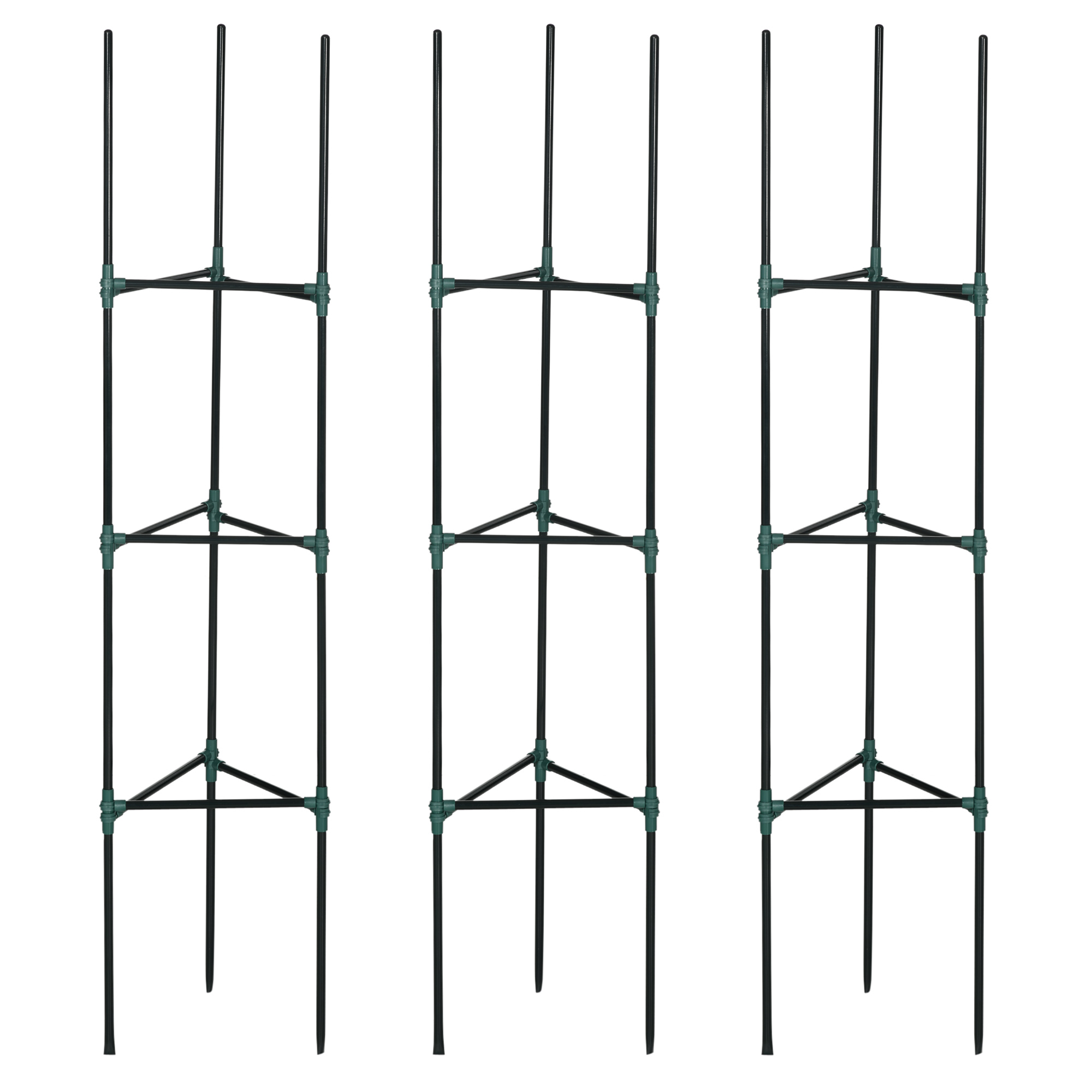 Outsunny Rankhilfe, 3er-Set, Pflanzgitter, modulares Design, für Außen und Innen, Stahl, grün, 38 x 38 x 182 cm