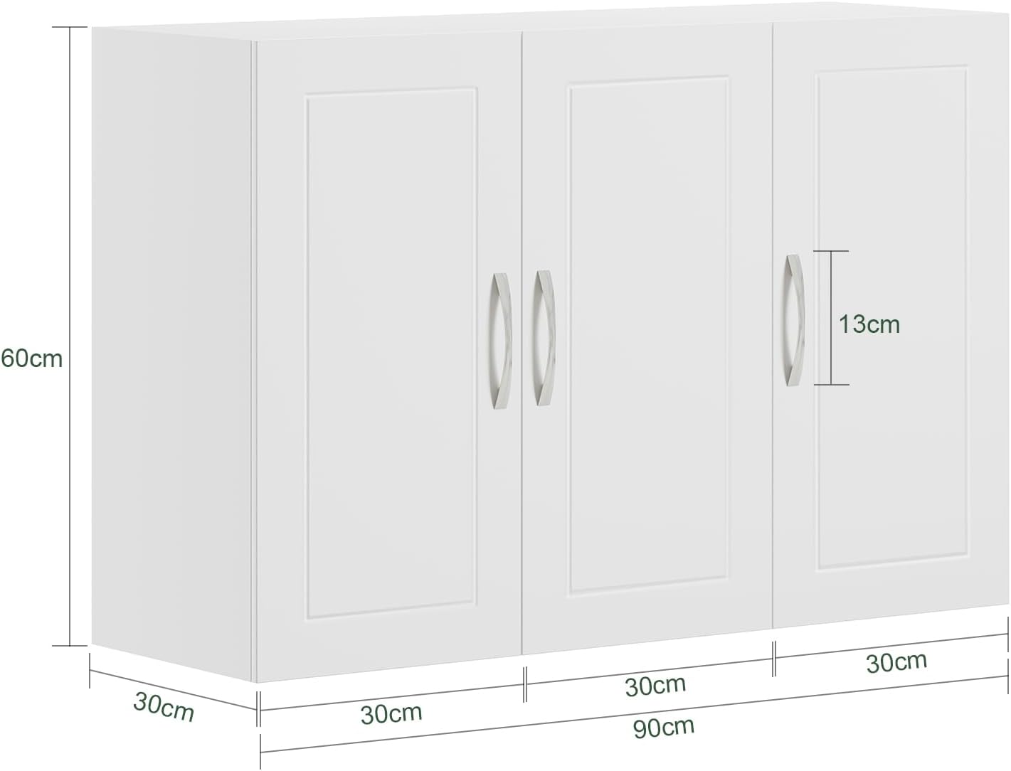 SoBuy Pensile Cucina Lungo Sospeso Bianco con 3 Ante e Ripiano Regolabile