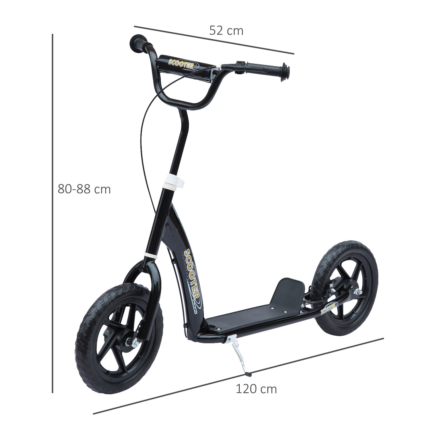 kinderstep scooter step stadsscooter kinderscooter kickboard 12 inch zwart 120 x 52 x 80-88 cm
