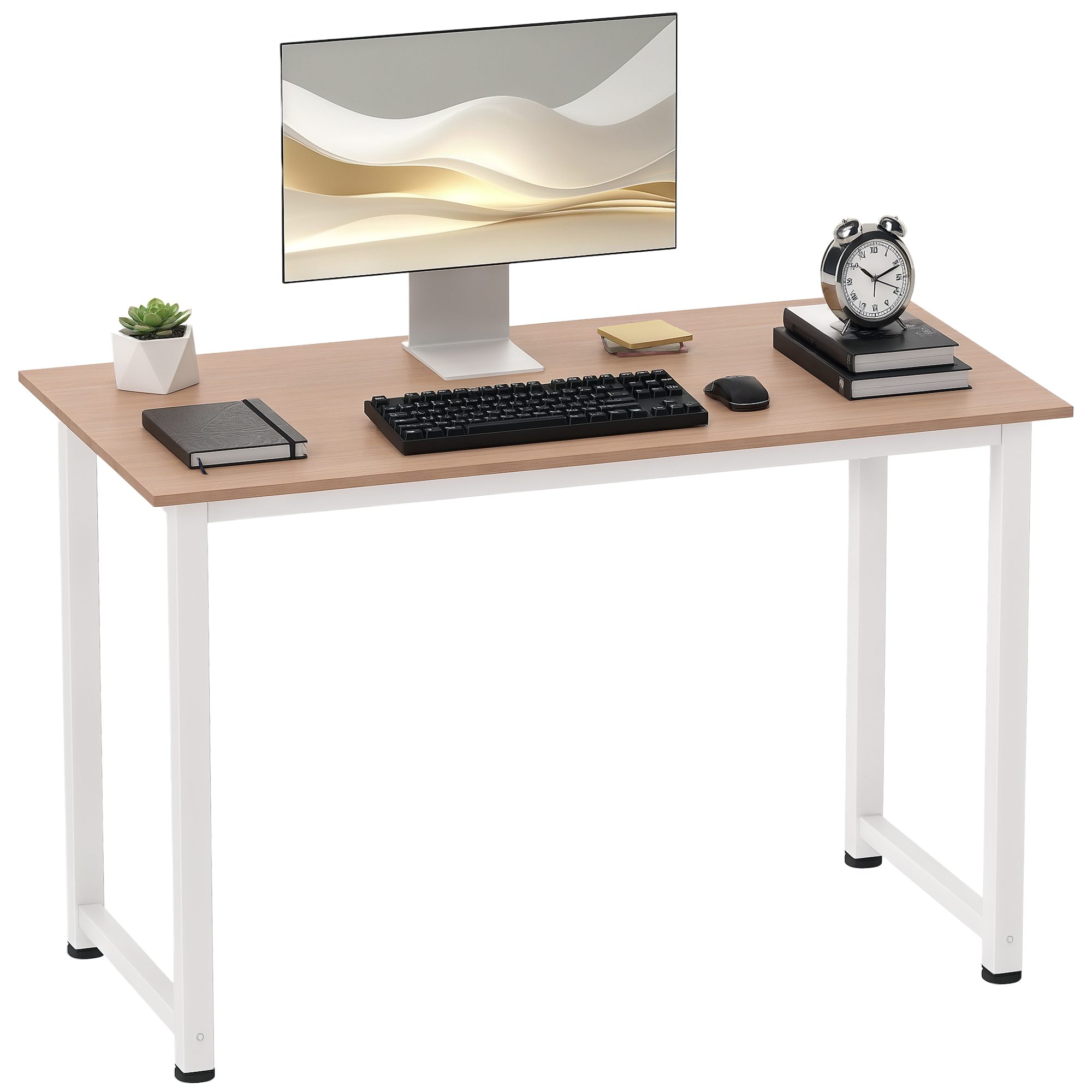 HOMCOM Schreibtisch Küchentisch Computertisch Arbeitstisch PC-Tisch Bürotisch Arbeitstisch für Zuhause MDF Weiß 120 x 60 x 76 cm