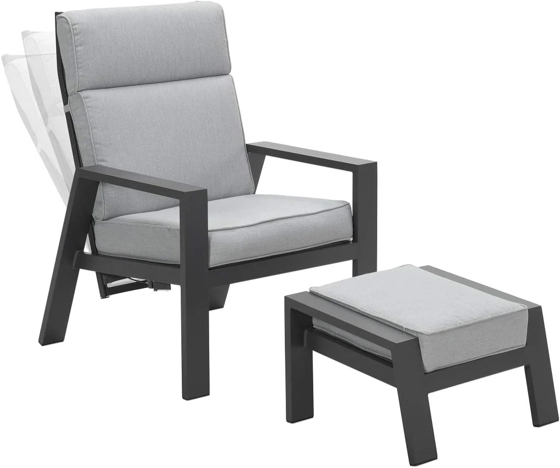 Garden Impressions Luxus Relaxsessel mit Hocker Max, Verstellbarer Rücken