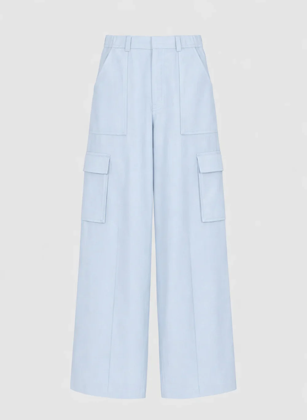 Sky Blue Cargo Trousers with Flap Pockets by An'ge