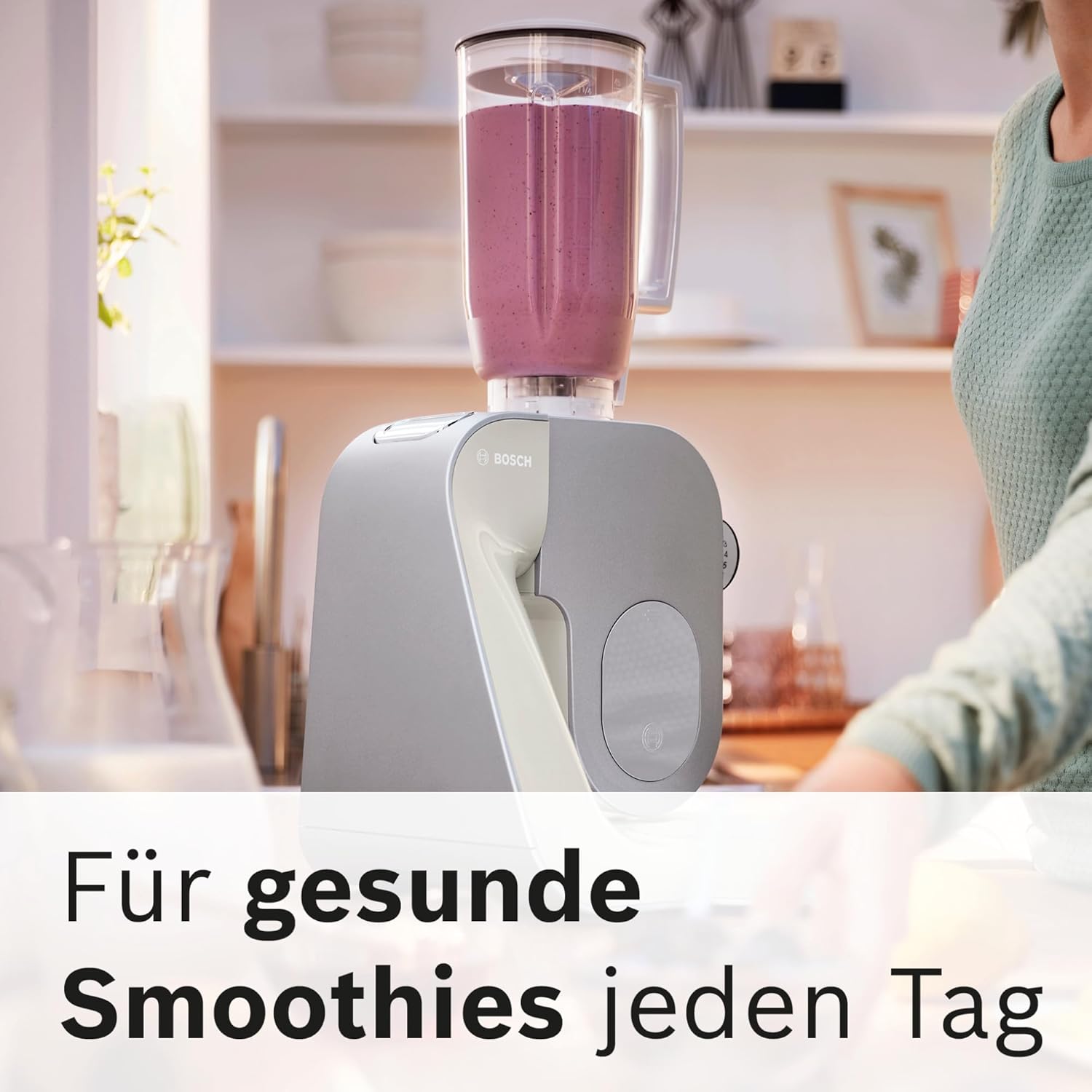 Bosch Küchenmaschine Serie 4 MUM58720,Edelstahl-Schüssel 3,9 L, Mixer 1,25 L, Planetenrührwerk,Knethaken,Schlag,Rührbesen, Durchlaufschnitzler, 3 Scheiben, 1000 W, Dunkelrot/Silber