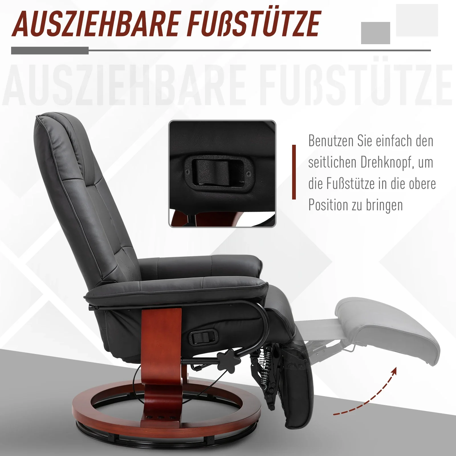 HOMCOM Relaxsessel Fernsehsessel 145° verstellbar drehbar