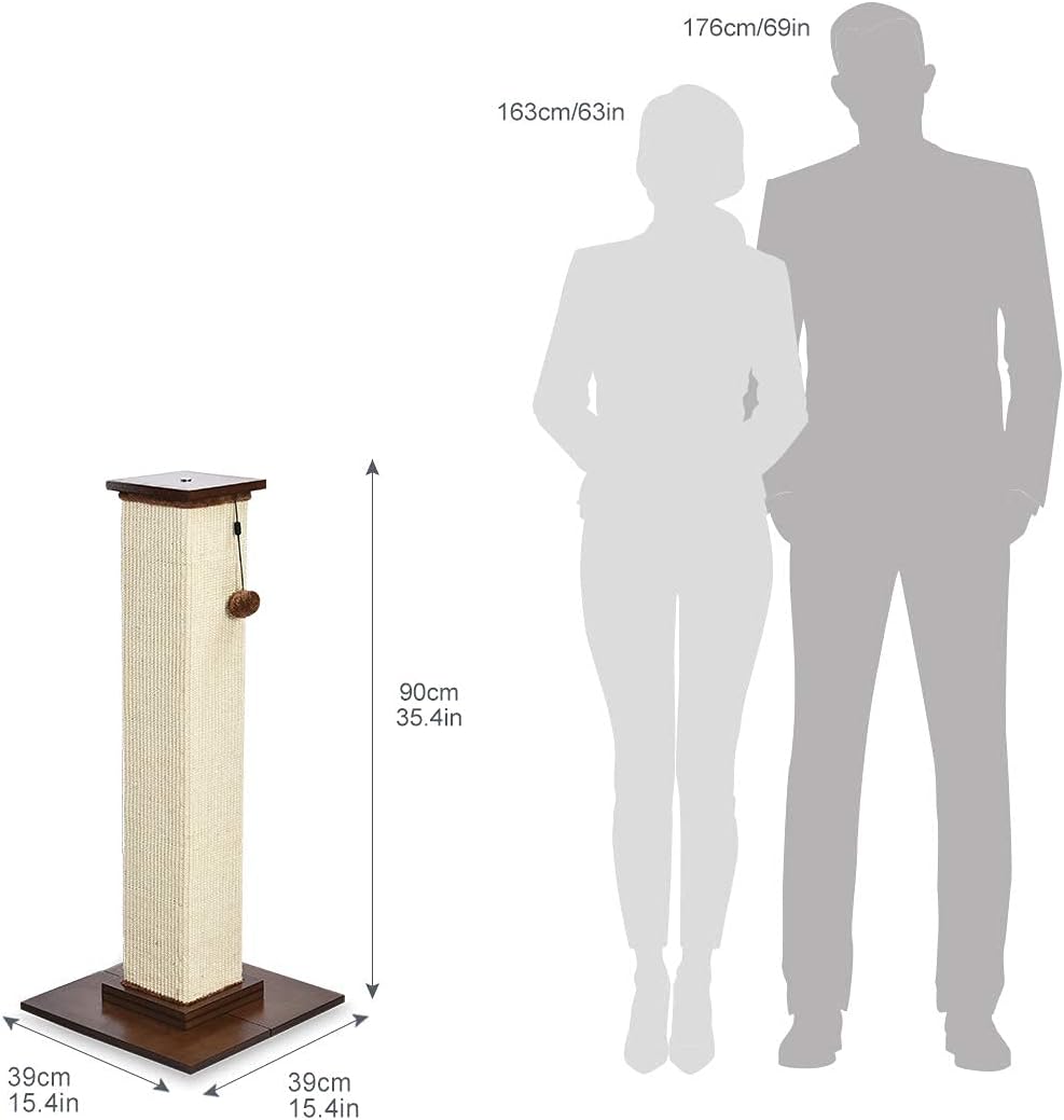 Tiragraffi per gatti da interno, standard, con giocattolo pendente, 80 cm, grigio