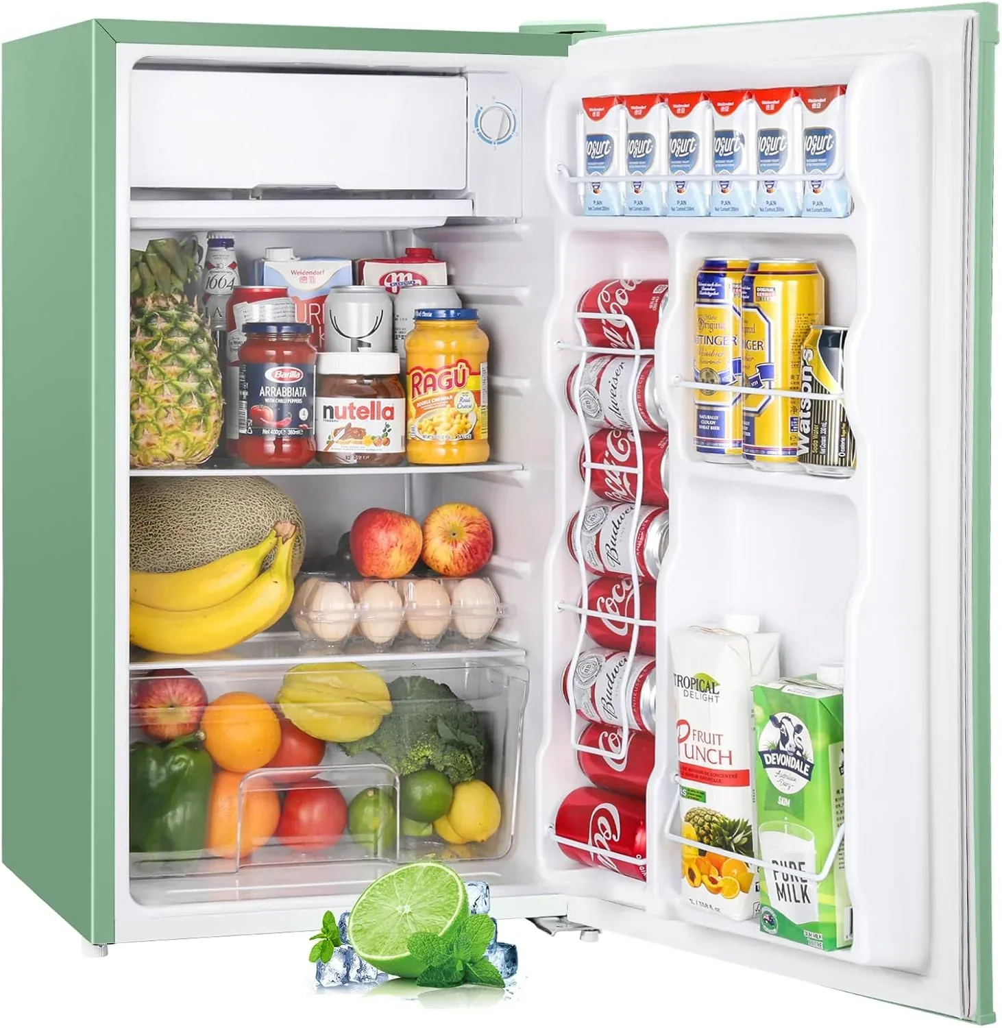 Upstreman 3.2 Cu.Ft Mini Fridge Freezer Single Door Fridge Dorm Fridge Adjustable Thermostat