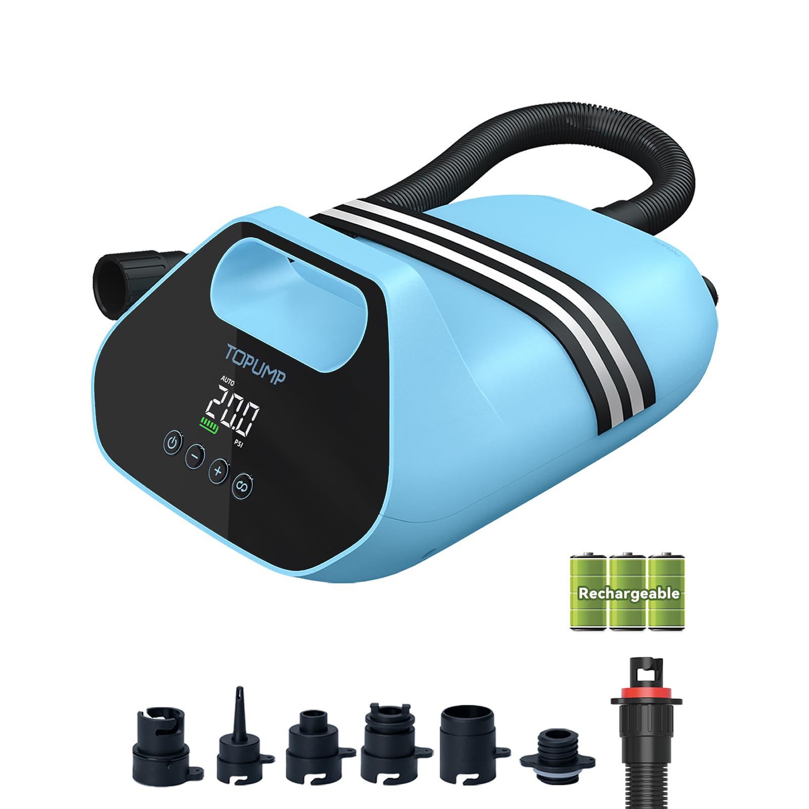 Topump TPS300 Elektrische SUP Pumpe mit Akku 20 PSI Hochdruckluftpumpe für Stand Up Paddle Board