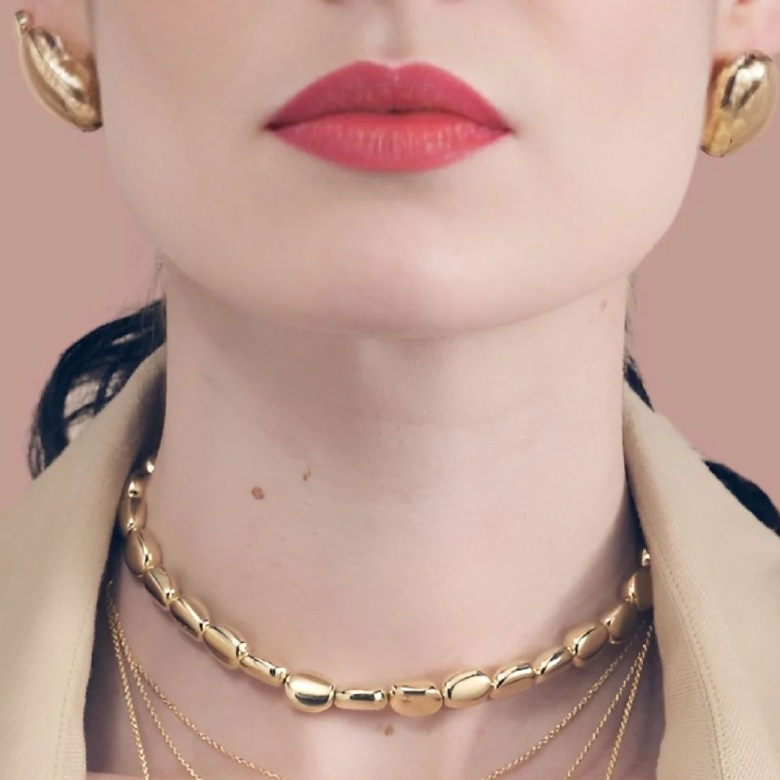 Collana Unoaerre 6435 sfere irregolari piccole argento dorato giallo