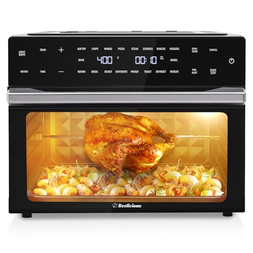 32QT Extra Large Air Fryer, 19 In 1 Air Fryer Toaster Oven Combo with Rotisserie and Dehydrator, Digital Convection Oven Countertop Airfryer Fit 13