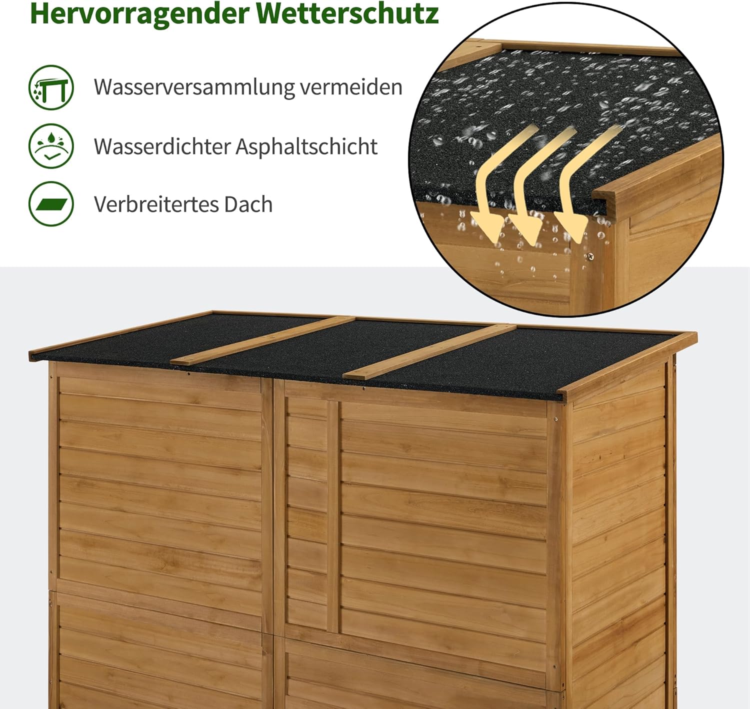 M MCombo casetta da giardino casetta per attrezzi in legno resistente alle intemperie, casetta da giardino da esterno impermeabile walk-in, per area esterna balcone terrazza 73×144×185 cm (natura)