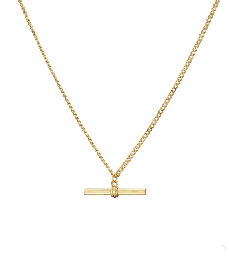 Mary-K Gold T-bar Curb Chain Necklace