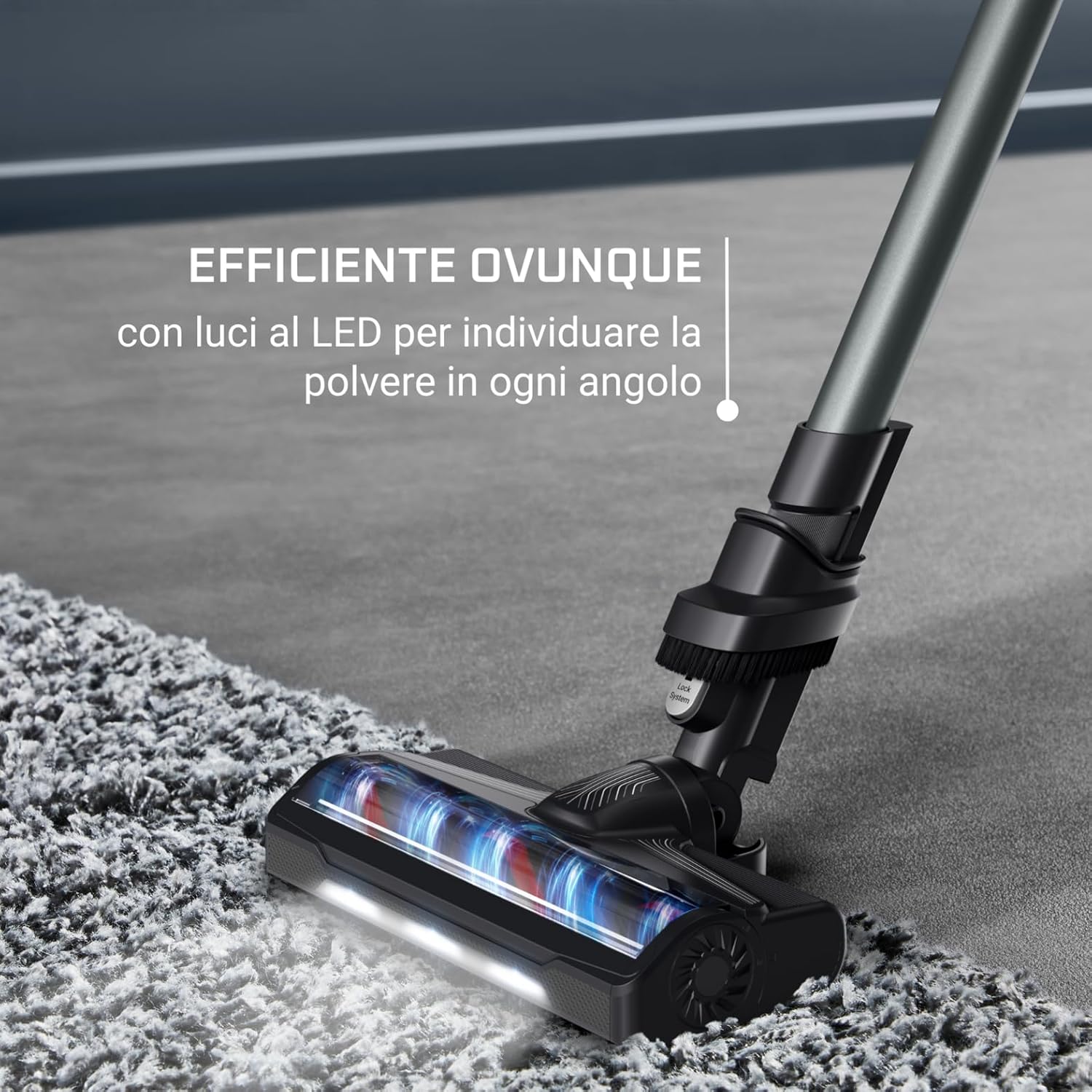 Rowenta X-PERT 7.60 Moo Essential, Aspirapolvere Senza Fili da 140 W, Luci a LED, Pulizia su Tutte le Superfici, Spazzola per Tessuti, Ultraleggero, Batteria a Lunga Durata, Colore Nero, RH6A33