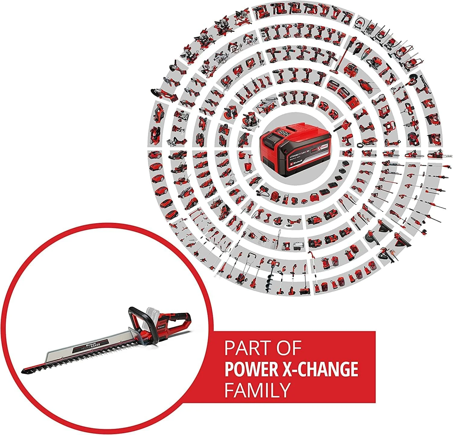Einhell Accu heggenschaar GE-CH 18/60 Li-Solo Power X-Change (18 V, 60 cm zwaardlengte, 22 mm tandafstand, draaibare handgreep, incl. snoeiafvalvanger, zonder accu)
