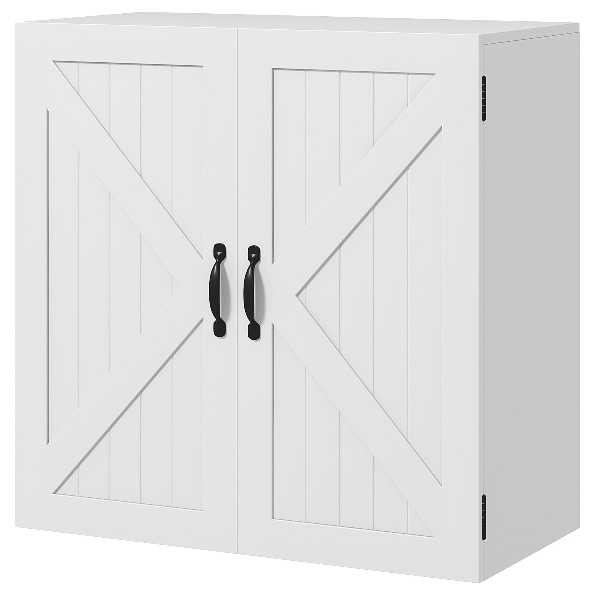 kleankin Badezimmerschrank Wandschrank aus Holz im Landhausstil mit verstellbarem Regal, 60x30x60cm, Weiß