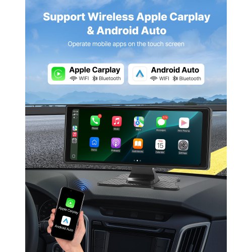 VEVOR Autoradio CarPlay Touchscreen 254mm Apple Android Front-/Rückkamera