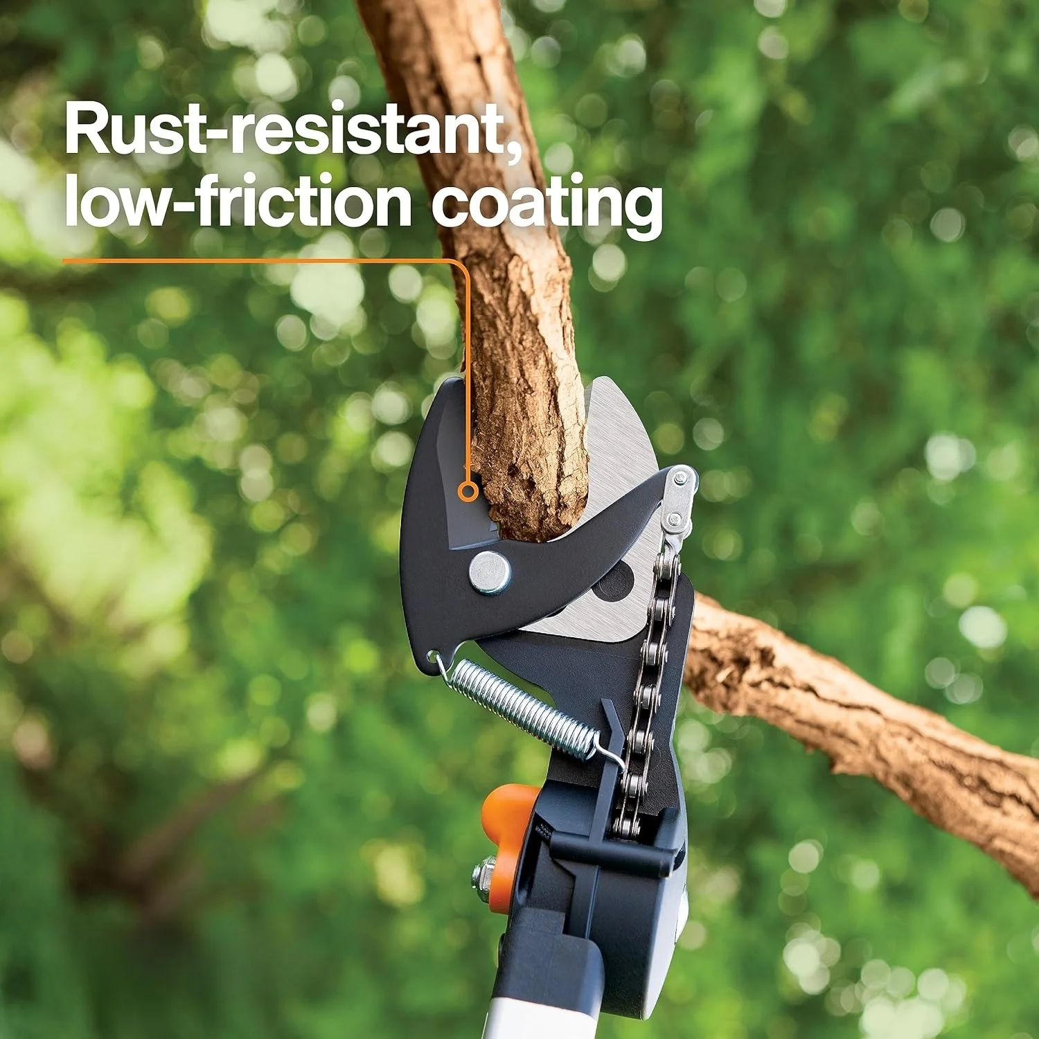 2-in-1 Extendable Tree Pruner and Pole Saw (Extends 7.9 - 12 feet) with Rotating Head, Pruning Stik Model with15-Inch Double-Grind Saw Blade, and Double Locking System
