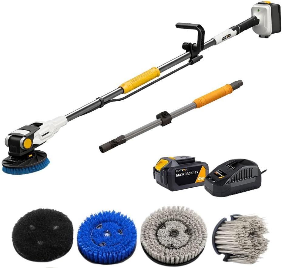 Batavia 18V Twin Brush Akku-Reinigungsbürste, 4,0Ah Akku, 4 Bürsten