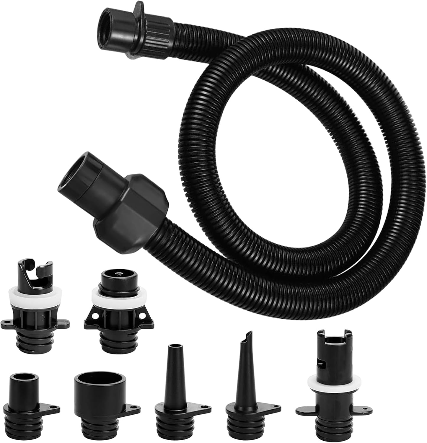 8 Pezzi Outdoormaster Gonfiabile, Kit Adattatore Pompa Sup, Adattatore Pompa Sup Barca e Kit Tubo Aria, Accessori Pompa Aria Sup Elettrica Pezzi di Ricambio per Gommone, Barca, Paddle Board, Tavola