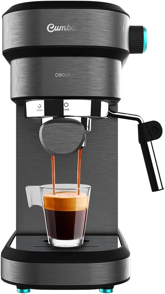 Cecotec Macchina da Caffè Espresso Cafelizzia Fast. 1350 W, Thermoblock, ForceAroma da 20 bar, Vaporizzatore Orientabile, Braccio Doppio, Piastra Riscaldatrice per Tazze, Serbatoio d'Acqua Estraibile