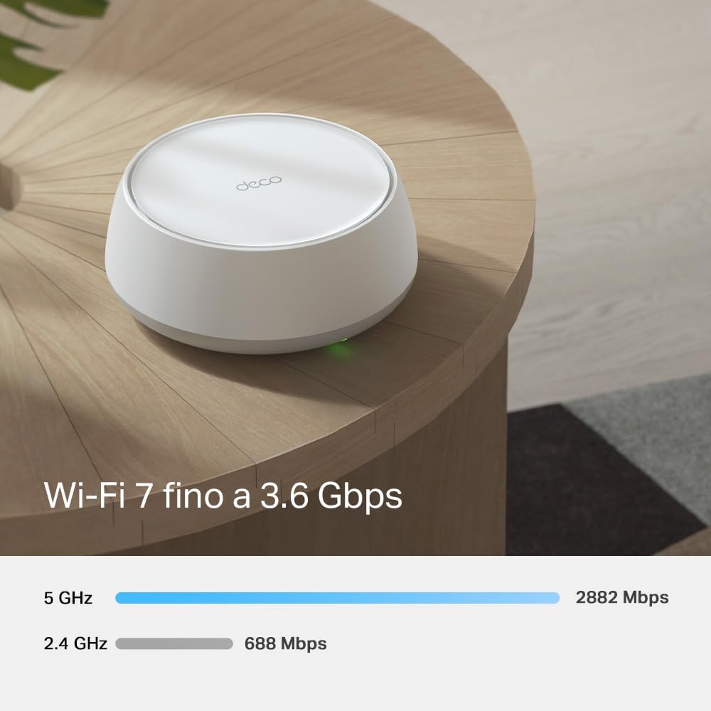 TP-Link WiFi 7 Deco BE25 Mesh WiFi, BE3600Mbps Dual-Band, Router, AP, 2 Porte Ethernet di 2,5 Gbps, 4 Antenne Interne, MLO, AI-Roaming, HomeShield, Funziona con Qualsiasi ISP, Modem e Alexa, 3pz