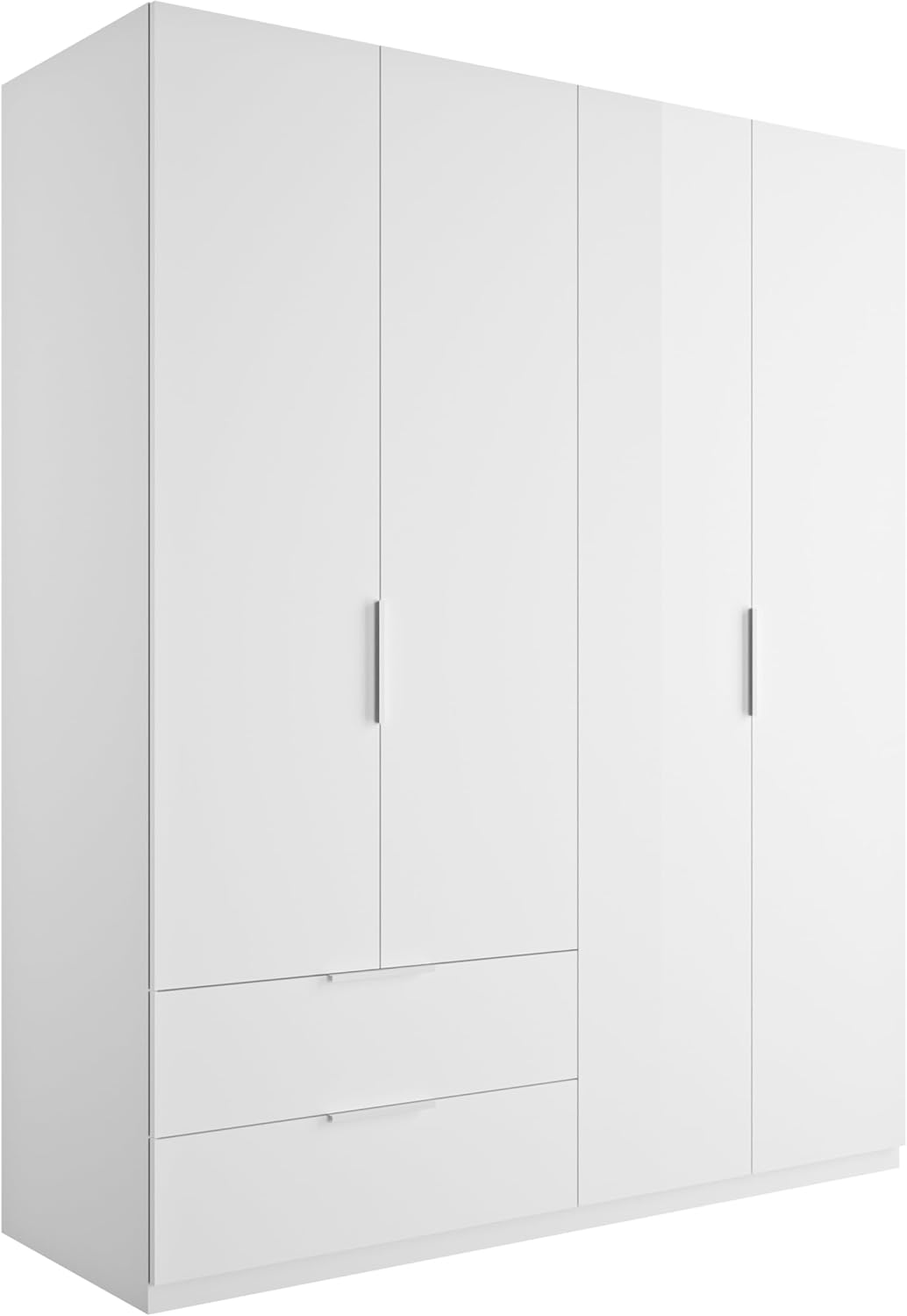 AVANTI TRENDSTORE - Paciano - Wardrobe with 4 hinged doors and 2 drawers, laminated wood in glossy white colour. LAP dimensions approx. 162 x 200 x 58 cm