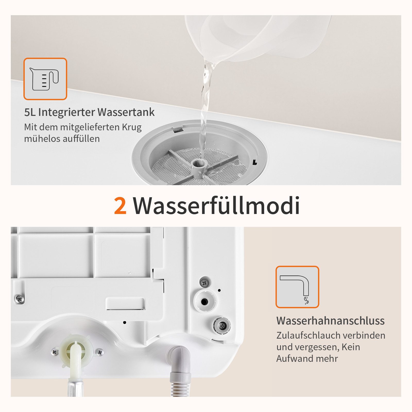 Tischgeschirrspüler TDQR03A Mini Geschirrspüler mit 5L Wassertank und 6 Spülprogramme, Hochtemperatur-Trocknung
