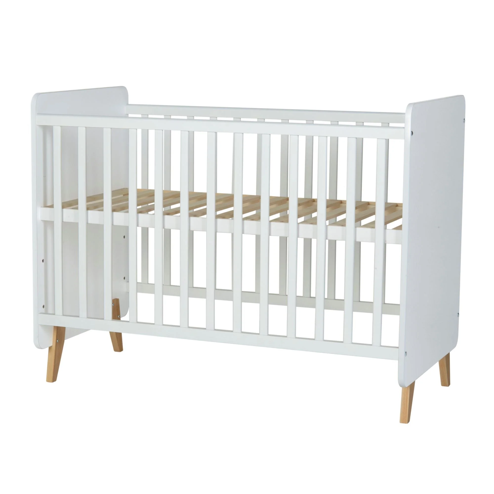 Lettino Neonato Vintage 120x60 cm con Piedi in Faggio e Rete Regolabile 3 Livelli