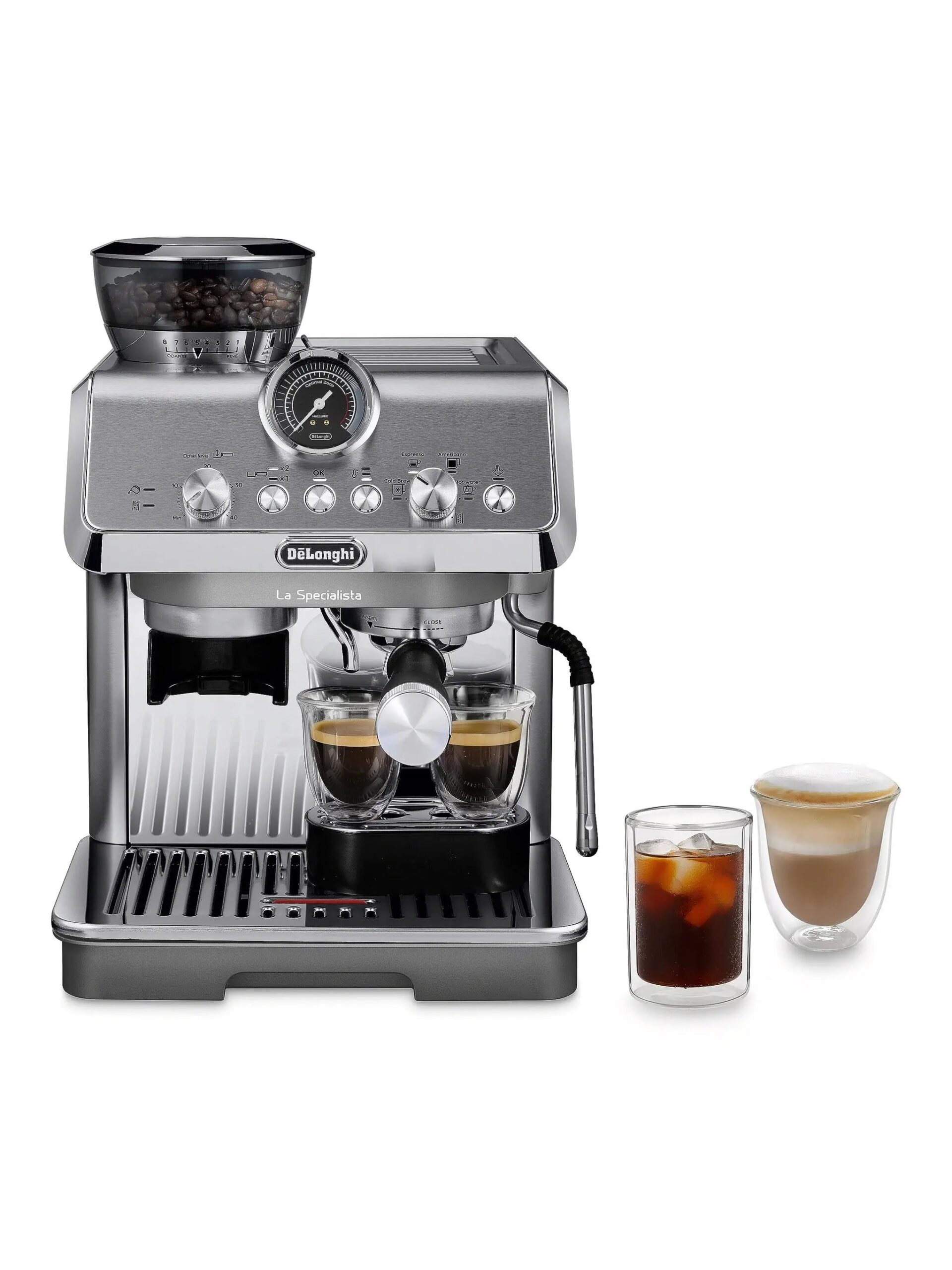 De&rsquo;Longhi La Specialista Arte Evo Espresso Machine, Stainless Steel, Built in Grinder, Cold Brew, 15 Bar Pump