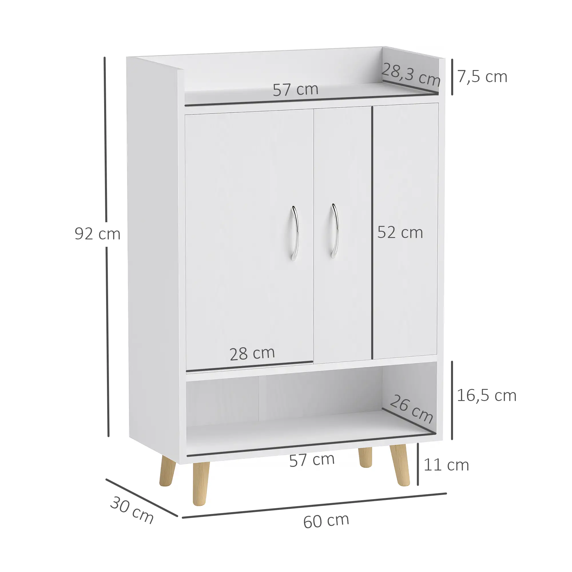 HOMCOM Schuhschrank mit viel Stauraum und kippsicherem Design Weiß