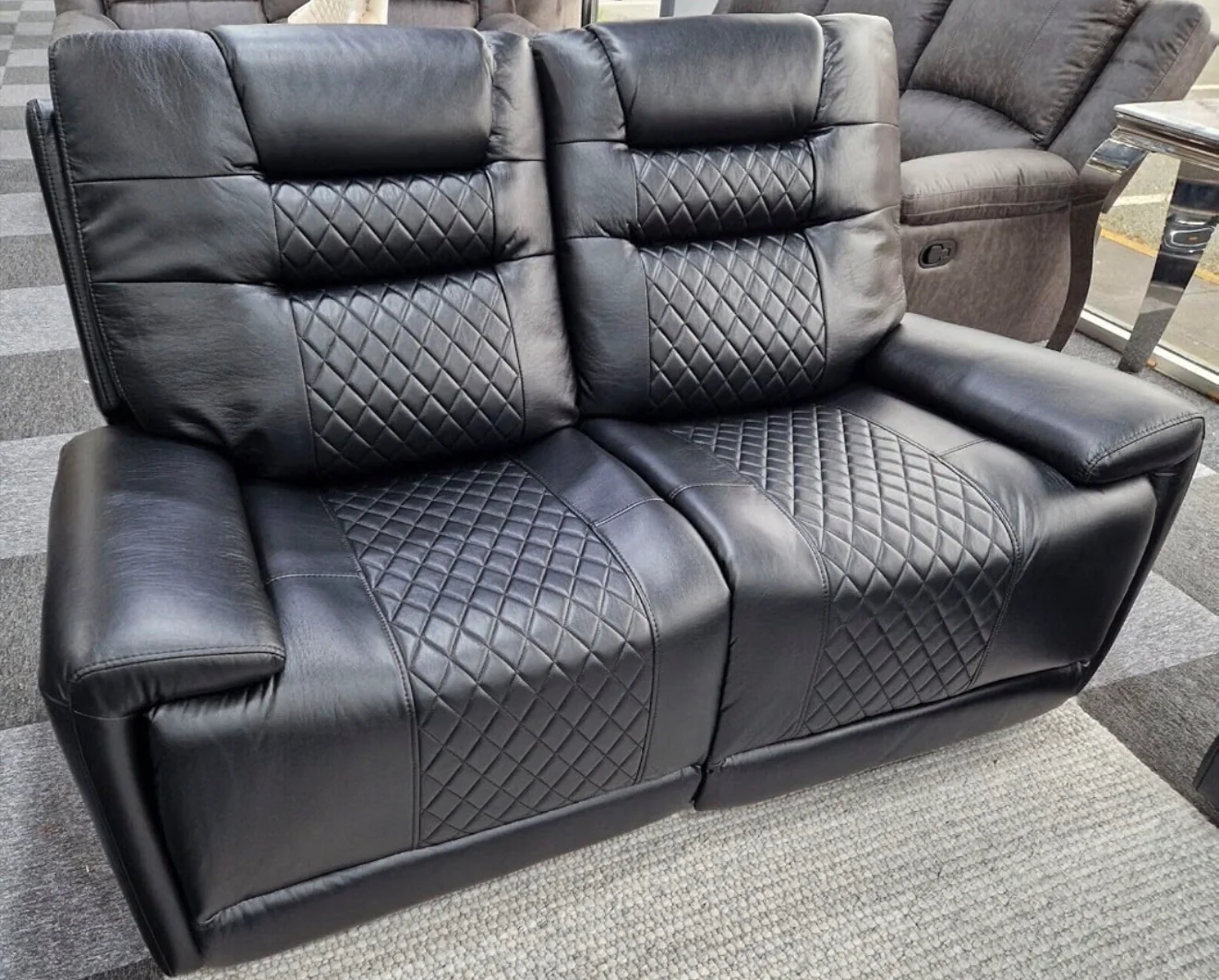 Electric Recliner Black Sofa 3+2 Seater Set with LED & USB Ports