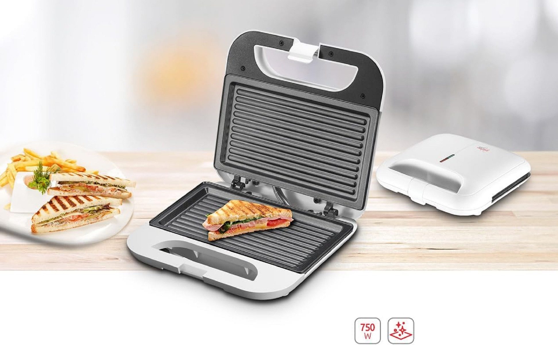 Toaster Tostina New Elektrischer Toaster mit Antihaft-Grillplatten 750W