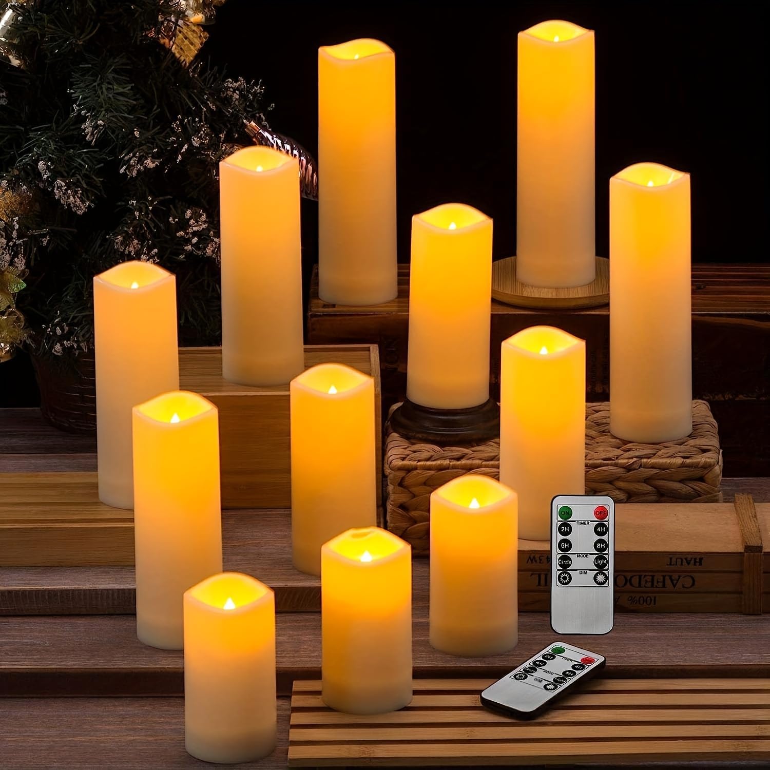 72 flammenlose Kerzen, 3 Größen (H4 12,7 cm, 15,2 x T 5,6 cm) mit Fernbedienung, Timer, warmgelbes Licht, batteriebetrieben, Familienhochzeit, Party, Weihnachtsdekoration