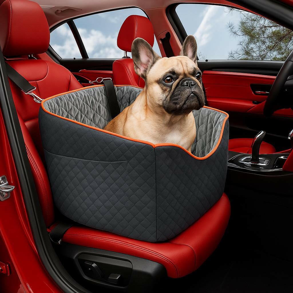 Elevated Dog Booster Car Seat �C Safety Belt Attachment & Quilted Interior