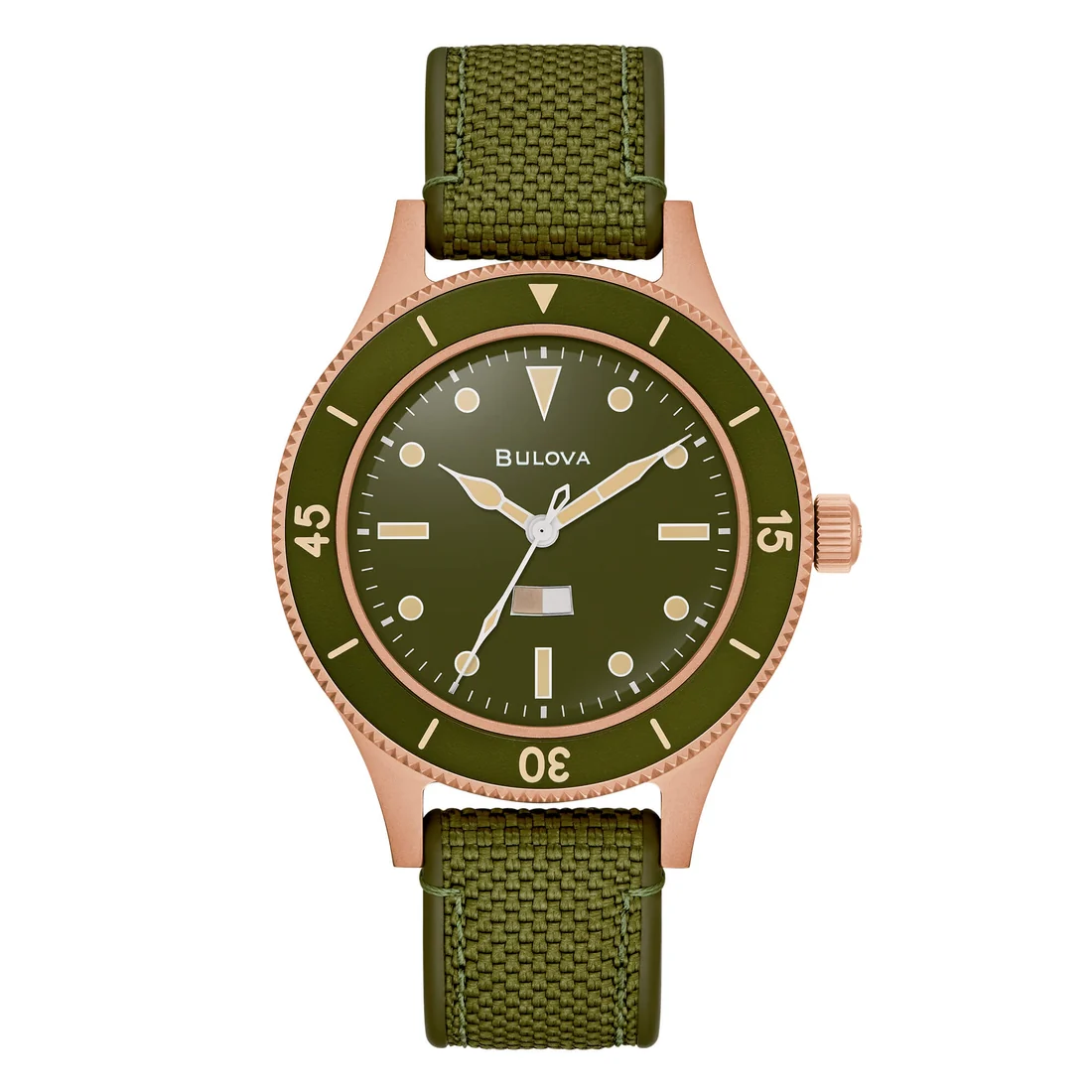 Orologio Bulova 98A324 Mil Ship Submersible verde cassa bronzo