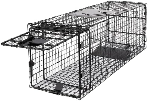 Trappola pieghevole per animali vivi Humane Way da 32 pollici - Trappola sicura per tutti gli animali - Procioni, gatti, marmotte, opossum - 32''x10''x12'' Nero